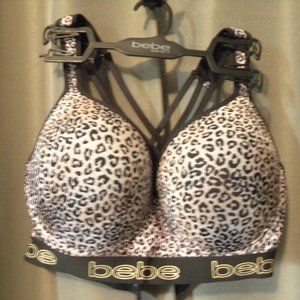 NWOT BEBE SPORT Size 3X ANIMAL PRINT STRAPY BACK & SEXY PUSH-UP BRA  EP1722Y